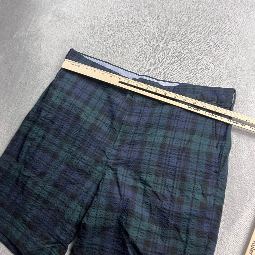 Polo Ralph Lauren Mens 36 Black Watch Tartan Plaid Seersucker Shorts Stretch Fit